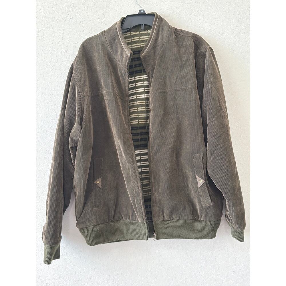 Monte Carlo Brown Corduroy Bomber Jacket Zip Up Pockets Men’s Size XL Vintage